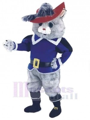 Cavalier Grey Cat Long Fur Mascot Costume Animal