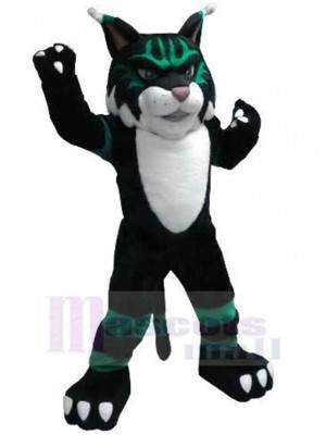 Black and Dark Green Wildcat Mascot Costume Animal