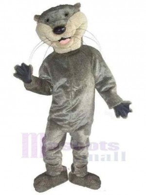 Comical Gray Cat Mascot Costume Animal with Small Eyes