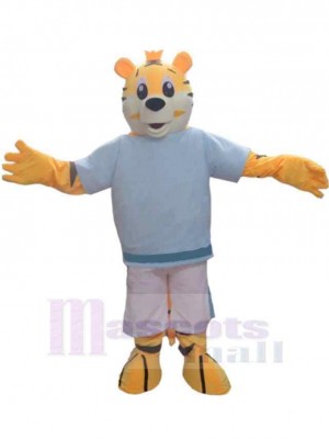 Cute Tiger Mascot Costume Animal in White T-shirt