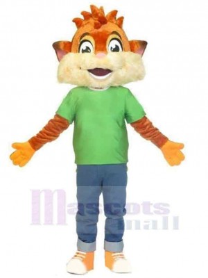 Baby Tiger Mascot Costume Animal in Green T-shirt