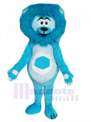 Happy Blue Lion Mascot Costume Animal