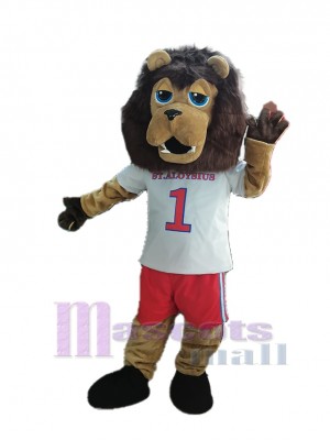 Sport Lion in White T-shirt Mascot Costume Animal