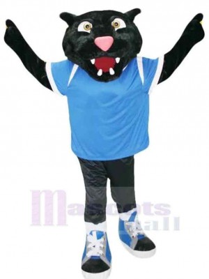 Panther Mascot Costume Adult in Blue T-shirt