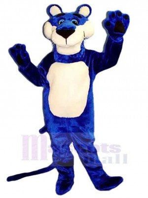 Happy Blue Panther Mascot Costume Animal
