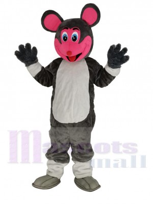 Smiling Mouse with Red Face Mascot Costume