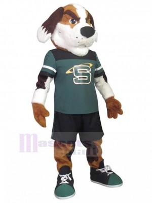 Frowning Sports Dog Mascot Costume Animal in Sports Suit