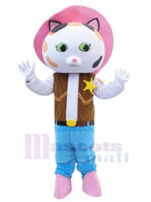 Sheriff Callie White Cat Mascot Costume Cartoon