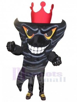 Vicious Black Tornado Mascot Costume with Big Red Crown