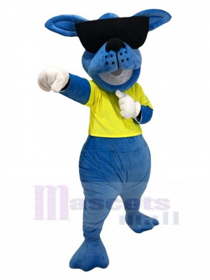 Cool Blue Kangaroo Mascot Costume with Sunglasses Animal