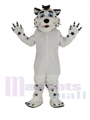 White Leopard with Blue Eyes Mascot Costume Animal