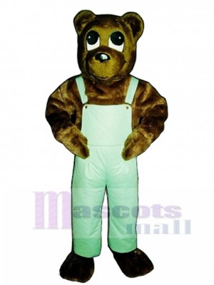 Cute Cutesy Bear with Bib Overalls Mascot Costume Animal 