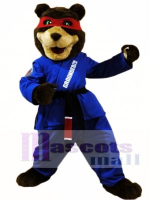 Black Belt Taekwondo Bear Mascot Costumes Animal