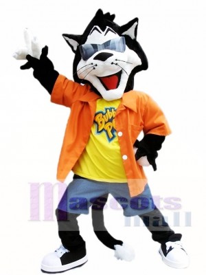 Cute Black Cat with Sunglasses Mascot Costumes Animal