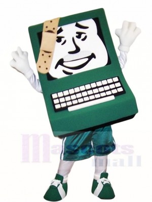 Green Computer with Band-aid Mascot Costumes  