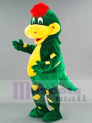 Green Dinosaur with Yellow Belly Mascot Costumes