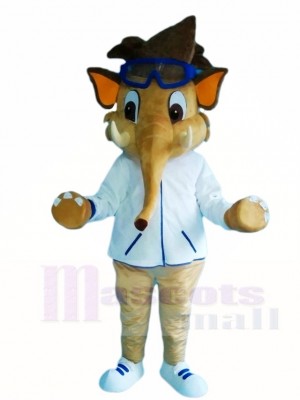 Cute Elephant in White Shirt Mascot Costumes Animal