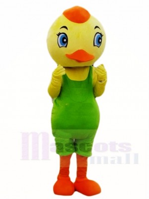 Yellow Bird in Green Overalls Mascot Costumes Animal