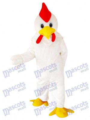 White Cock Chicken Mascot Costume Cartoon Animal 