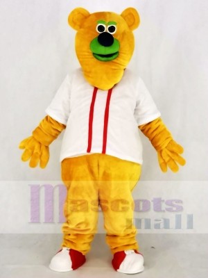 Fresno Grizzlies Parker T. Orange Bear with White T-shirt Mascot Costume College	