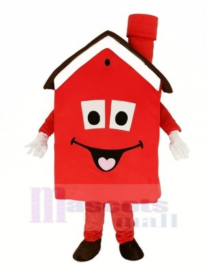 Red Housing House Mascot Costume Cartoon