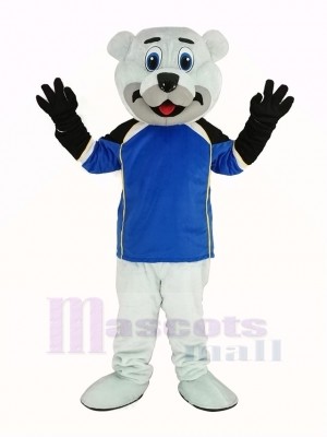 Polar Bear with Blue Jessry Mascot Costume Animal