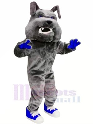 Grey Bulldog with Blue Shoes Mascot Costumes