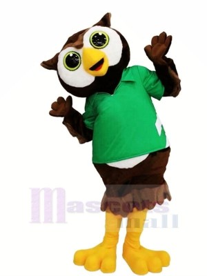 Lovely Owl with Green T-shirt Mascot Costumes	