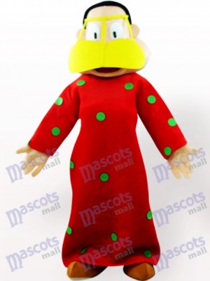 Fat Woman In Red Clothes Cartoon Adult Mascot Costume