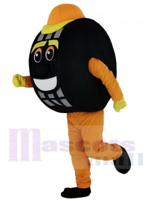 Orange Auto Tyre Cab Tire Mascot Costume Cartoon