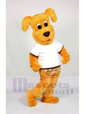 Yellow Dog with White T-shirt Mascot Costumes Animal