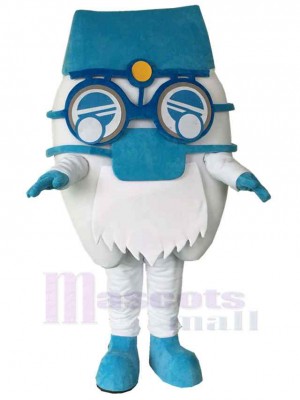 Blue and White Tooth Mascot Costume