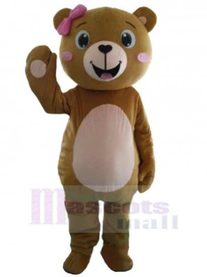 Happy Brown Girl Bear Mascot Costume Animal