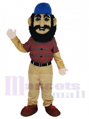 Lumberjack with Blue Hat Mascot Costume People	