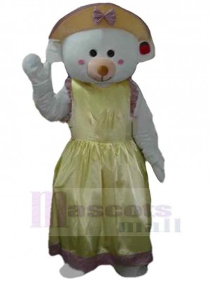 Lady White Bear Mascot Costume Animal