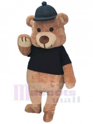 Cute Bear with Black Hat Mascot Costume Animal