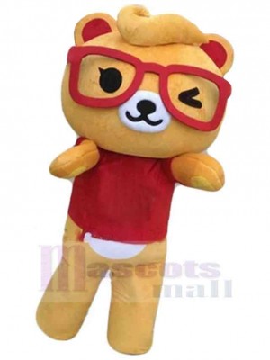 Bear with Red Eye Frame Mascot Costume Animal