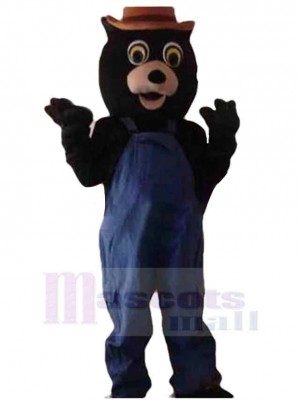 Black Worker Bear Mascot Costume Animal