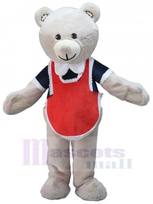 Bear in Red Apron Mascot Costume Animal