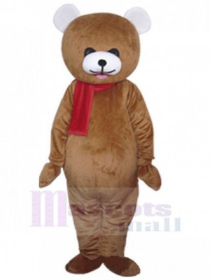 Red Scarf Bear Mascot Costume For Adults Mascot Heads