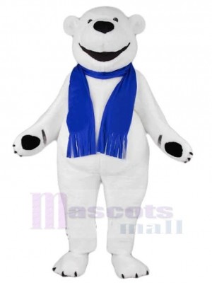 Blue Scarf Polar Bear Mascot Costume For Adults Mascot Heads