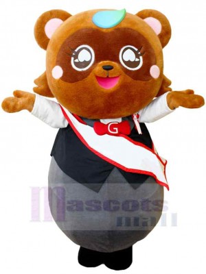 Excited Brown Bear Mascot Costume Animal