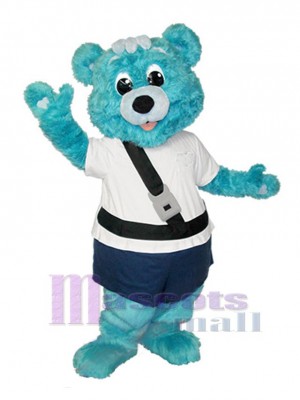 Furry Blue Bear Mascot Costume Animal