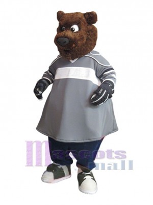 Bear in Gray Clothes Mascot Costume Animal