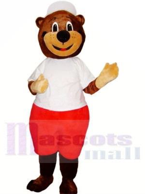 Sport Bear with White Hat Mascot Costumes Animal