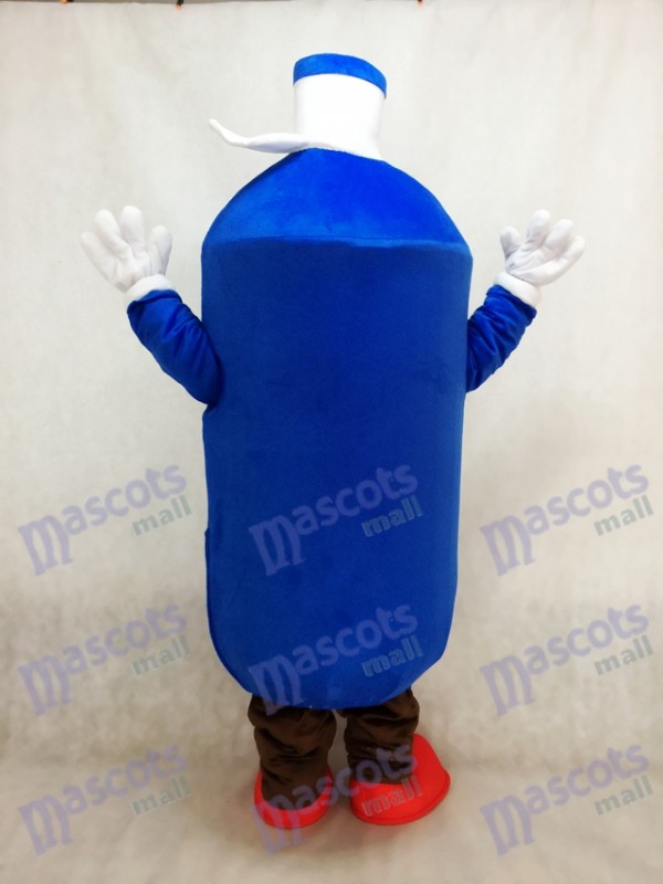 Dark Blue Water Bottle Mascot Costume with the Red Shoes